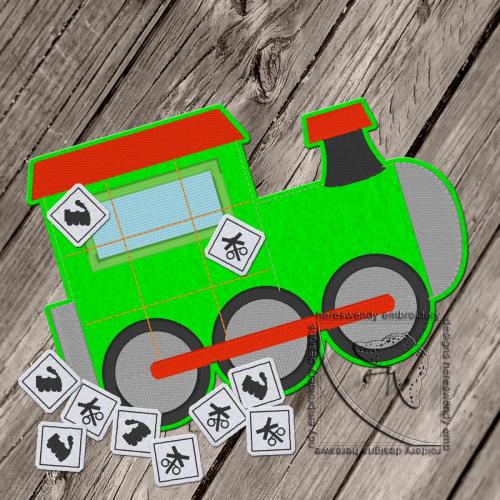 Cute Train felt Tic-Tac-Toe Game ITH machine embroidery design by hereswendyEmbDesigns on hereswendy.com CG003-1