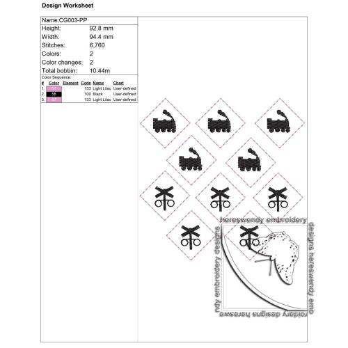 Cute Train felt Tic-Tac-Toe Game ITH machine embroidery design by hereswendyEmbDesigns on hereswendy.com stitch guide CG003-PP