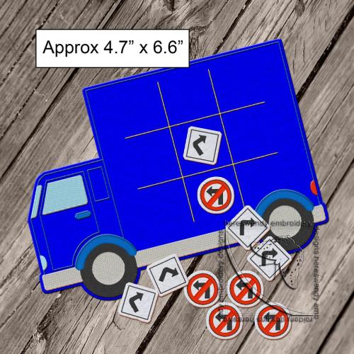 Truck felt Tic-Tac-Toe Game ITH machine embroidery design in 7 formats, noughts and crosses CG005