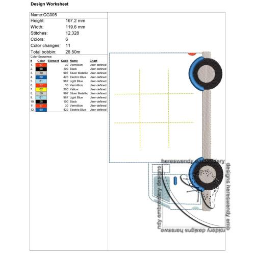 Truck felt Tic-Tac-Toe Game ITH machine embroidery design in 7 formats, noughts and crosses CG005 stitching guide